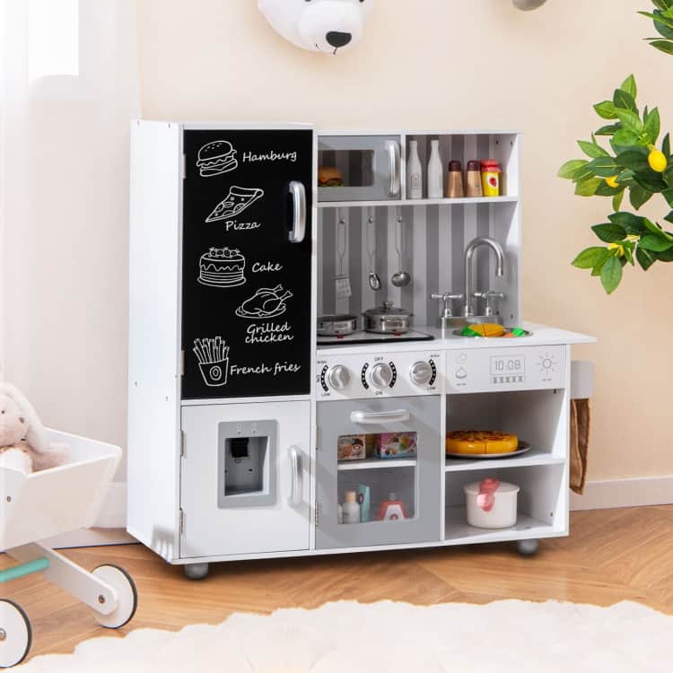 Pretend Play Kitchen for Kids with Real Sounds and Lights - 32.5" x 12" x 32"
