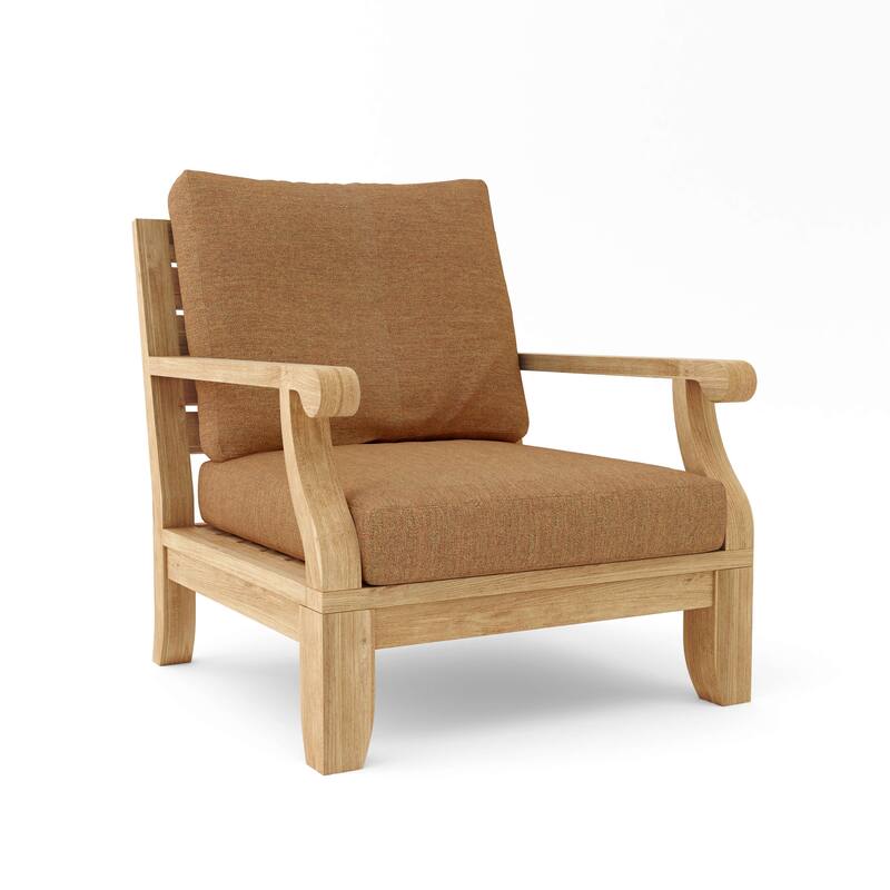 Riviera Luxe Teak Lounge Chair with Sunbrella Cushions - Canvas Teak