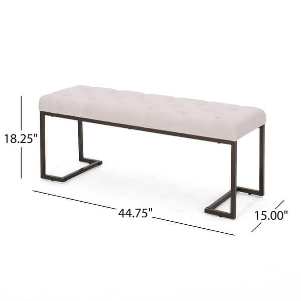 dimension image slide 1 of 2, Roomfitters Upholstered Button Tufted Bench with Metal Frame, Entryway or Bedroom Accent Seat