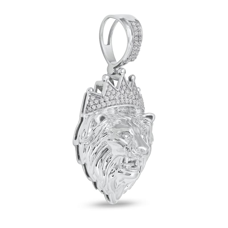 10K Gold 1/6ct TDW Diamond Crowned Lion Head Pendant for Men