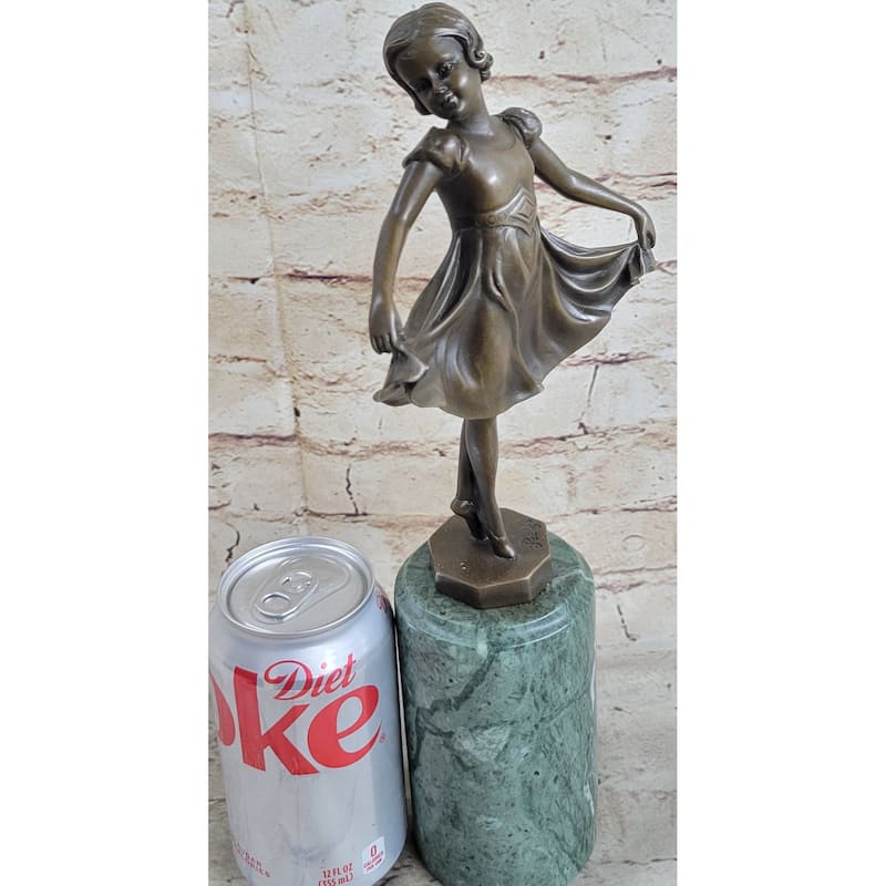Signed:Preiss,Bronze Statue Little Ballerina Girl Dancer Bronze Sculpture Figure