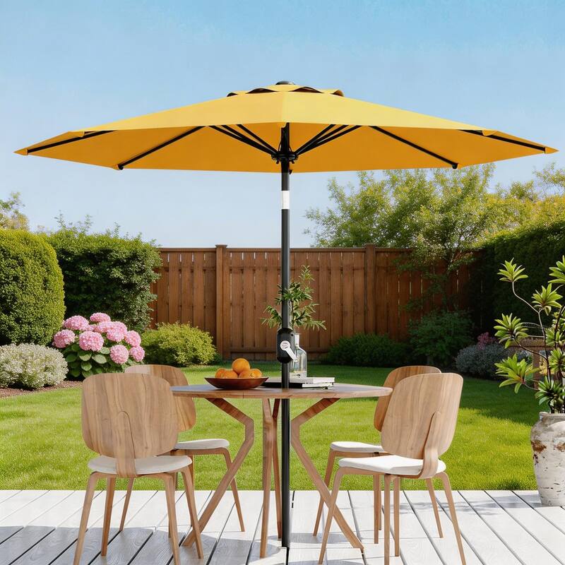 10ft Outdoor Patio Umbrella, with Crank Lift & Push Button Tilt, UV Protection Waterproof - Yellow