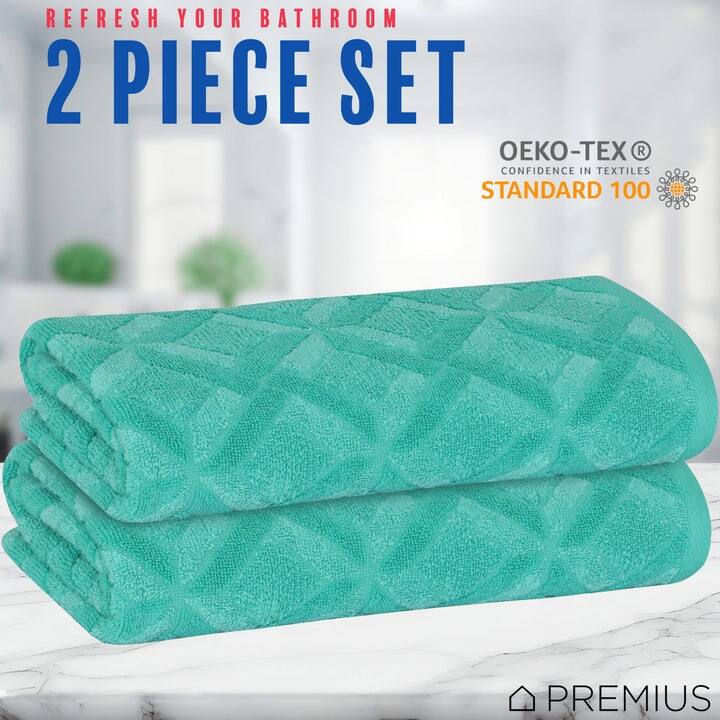 PREMIUS 2 Pack Geo 100% Cotton Yarn Dyed Bath Sheet, 32x64 Inches - 32x64 Inches