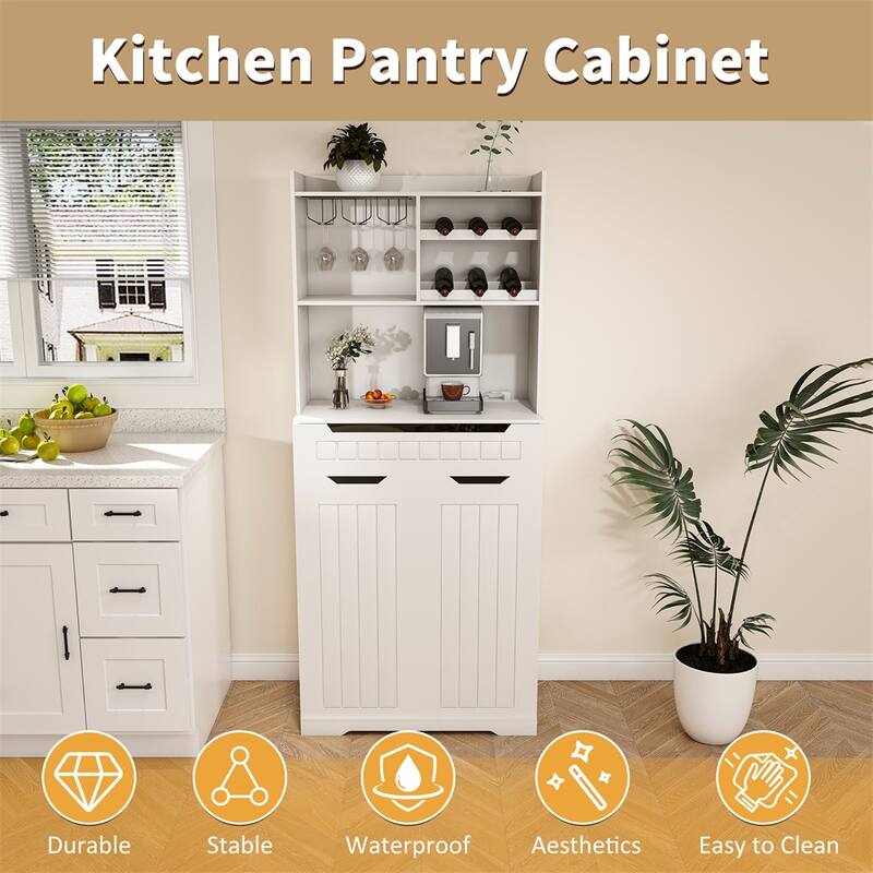 Buffet Cabinet with Hutch,Modern Farmhouse Kitchen Storage Sideboard