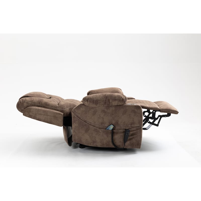 Power Lift Recliner Chair with Massage & Heat, Infinite Position Upholstered Recliner, Lounge Sofa Chair with Side Pocket