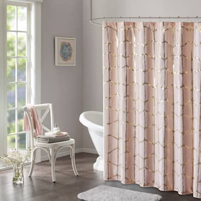 Intelligent Design Khloe Geometric Metallic Printed Shower Curtain