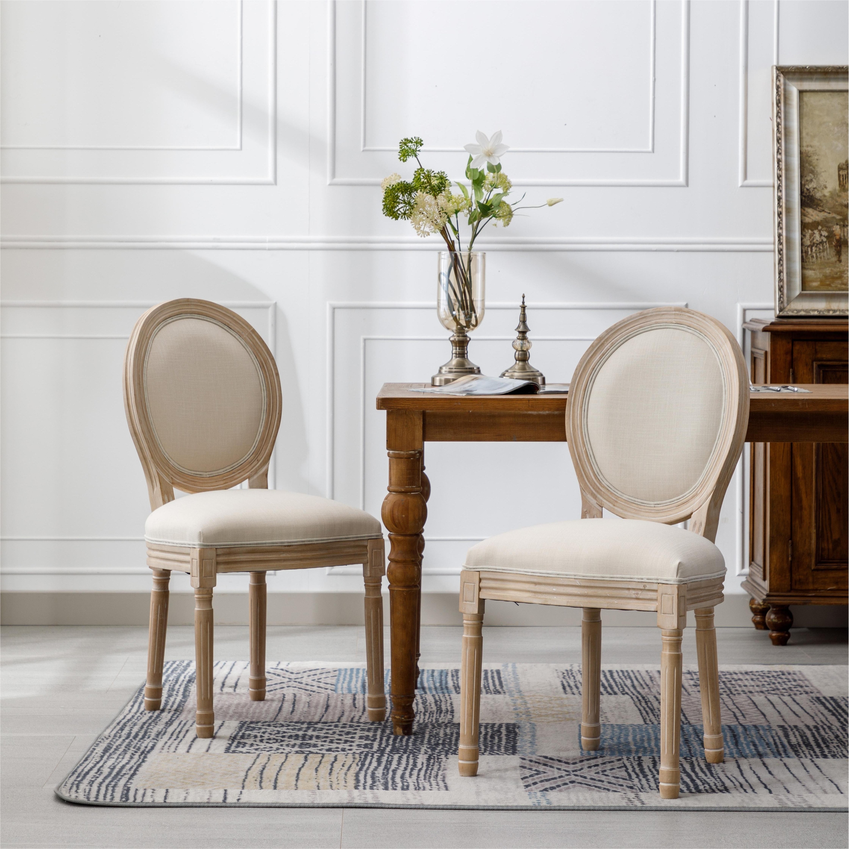 French Style Solid Wood Dining Chair Set of 2