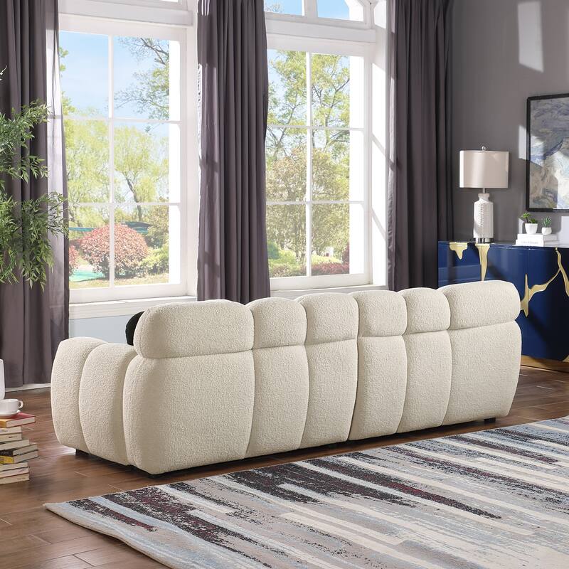 Modern 3-Seat Boucle Sofa with Clean Lines and Plush Cushions