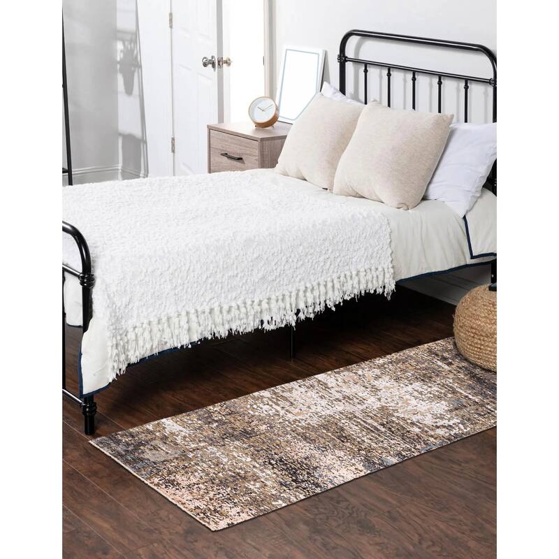 ECARPETGALLERY Hand-knotted Legacy Taupe Silk, Wool Rug - 2'5 x 10'3