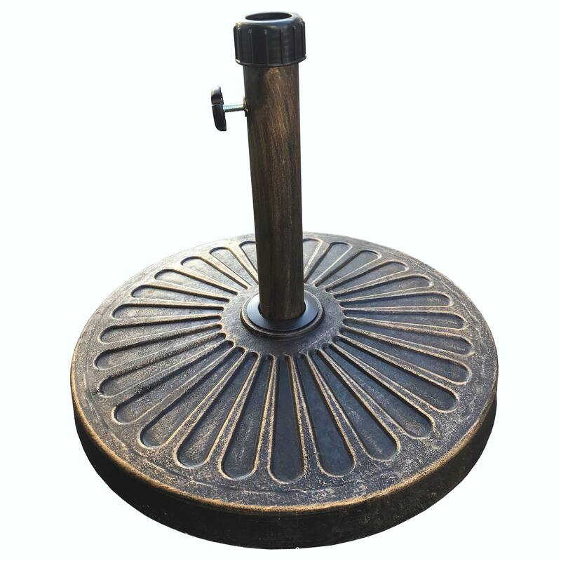 27 Ibs Heavy Duty Classical Style Brown Round Patio Umbrella Base - 18.1" x 18.1" x 13.57"