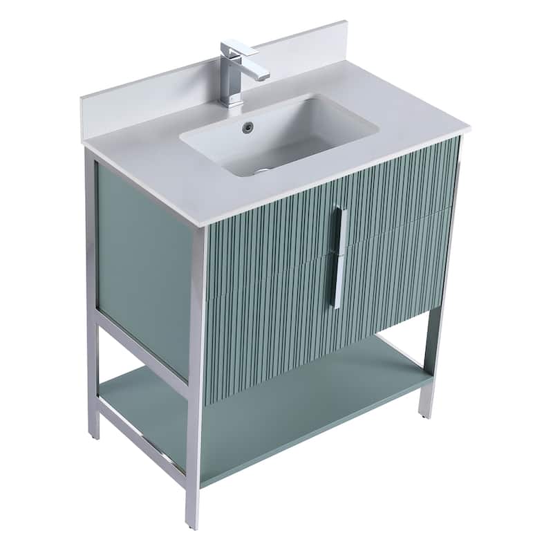 Fine Fixtures Serenity Modern Bathroom Vanity with White Stone Top