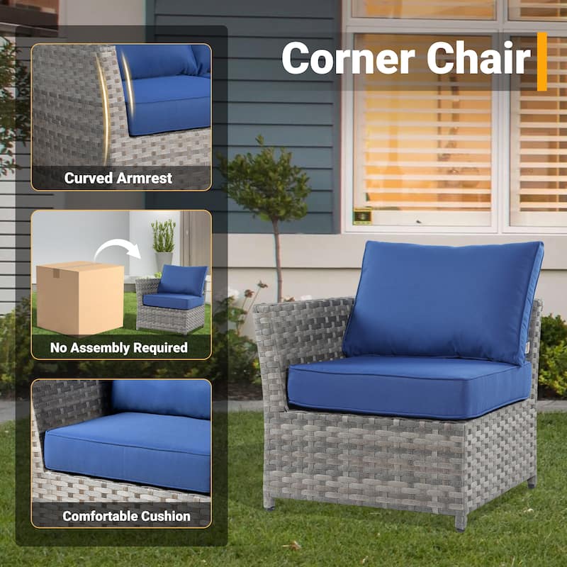 HOOOWOOO 10-piece Wicker Patio Furniture Sectional Set with Steel Fire Pit Table