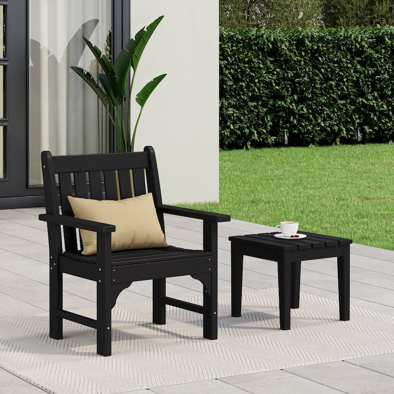 Polytrends Laguna Outdoor Patio Garden Arm Chair Set with Side Table