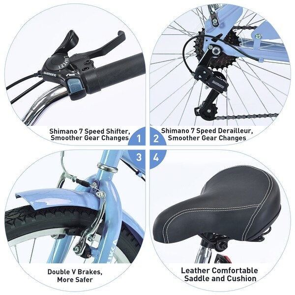 SHIMANO - ☆SHIMANO☆BASIS☆1.2-500 Shimano 7-Speed Cruiser Bike, 26-Inch Steel Frame Beach Bicycle