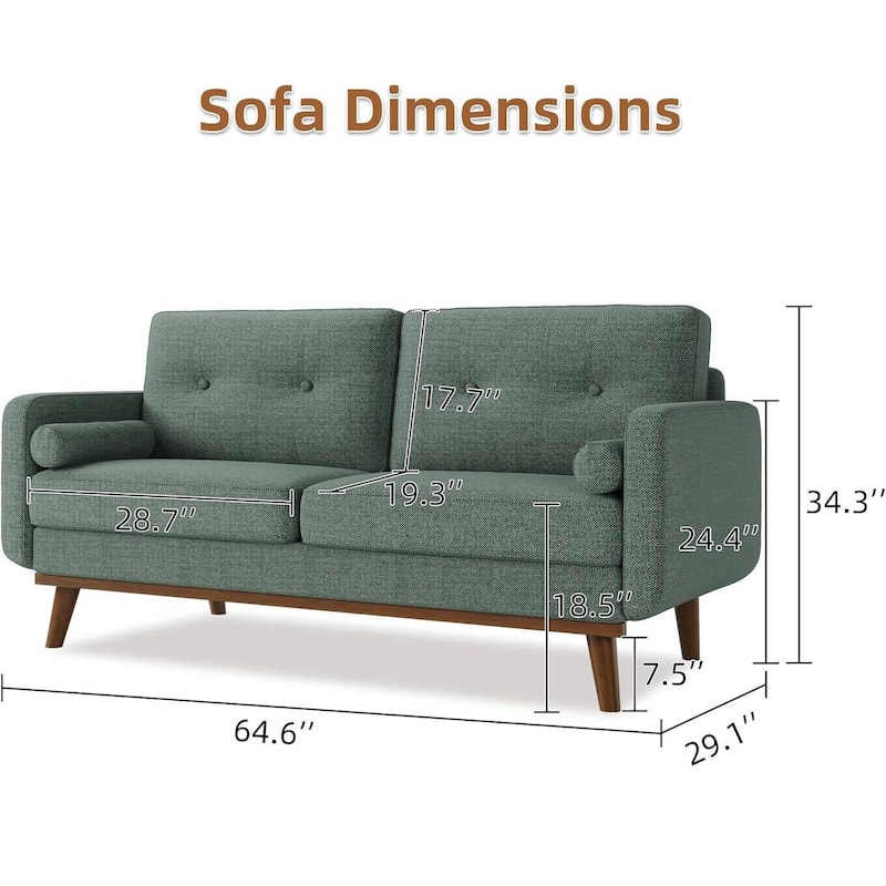 65" Modern Loveseat Sofa, Couches for Living Room, Bedroom, Office