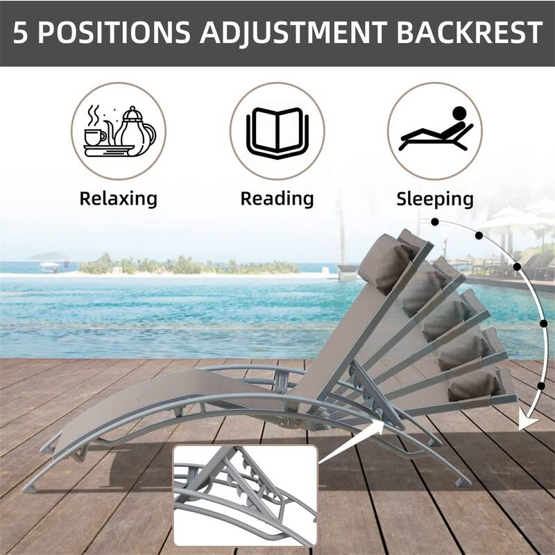 GDFStudio - Adrian Adjustable Aluminum Outdoor Pool Lounge Chair Set with Metal Side Table for All-Weather