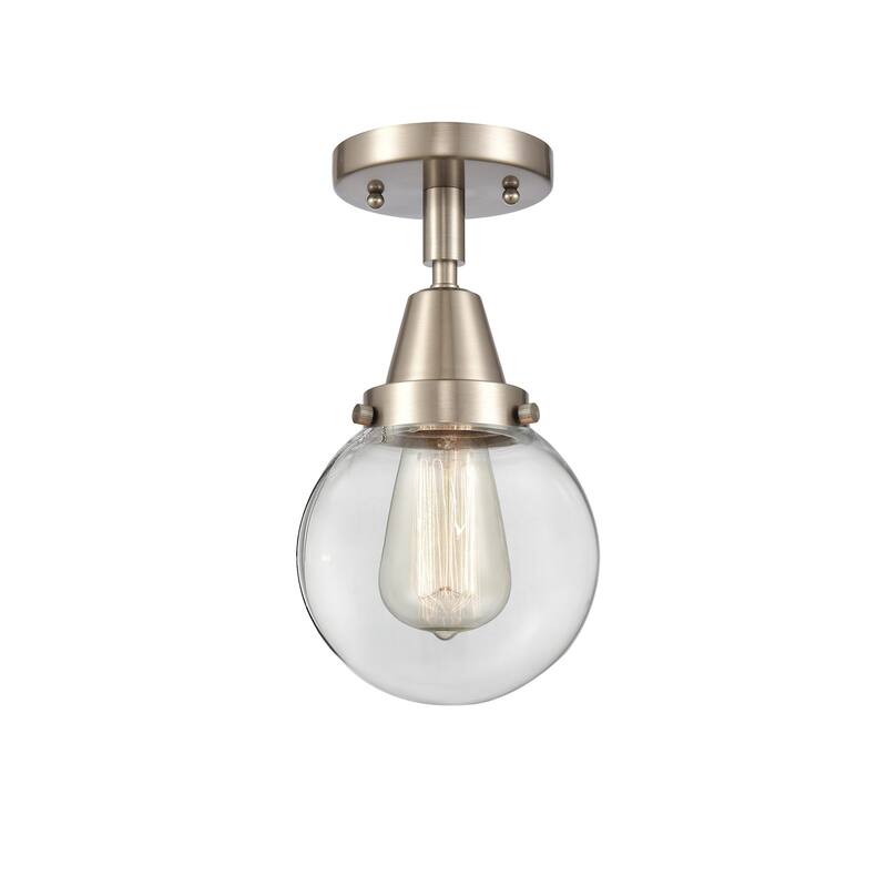 Innovations Lighting 447-1C-11-6 Beacon Flush Mount Beacon 6" Wide - Brushed Satin Nickel / Clear