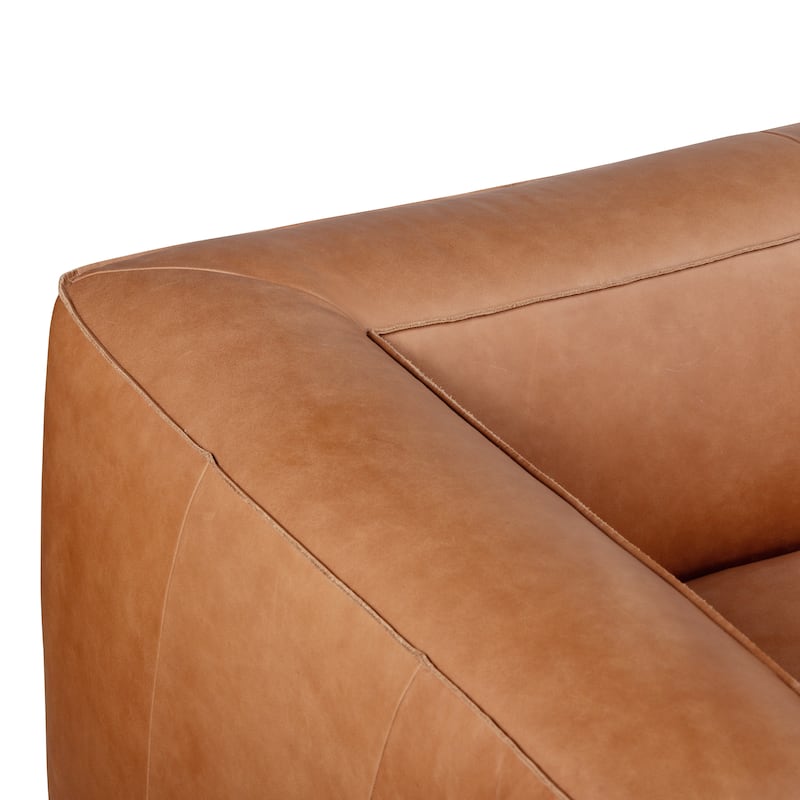 Poly & Bark Piazza 95" Sofa in Saddle Tan - Full Grain Genuine Italian Leather