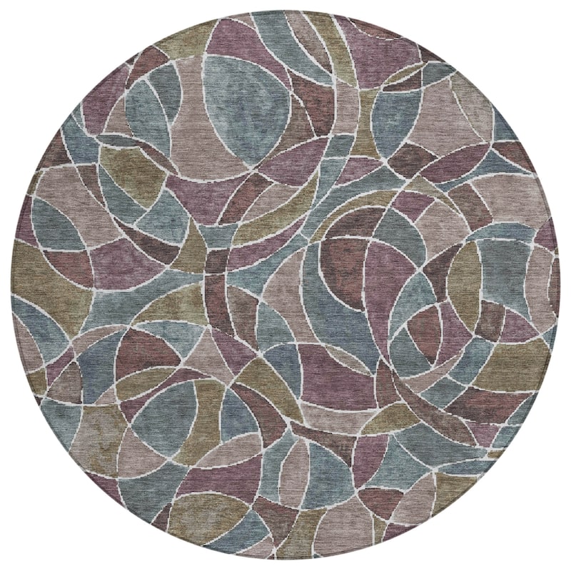 Machine Washable Indoor/Outdoor Casual Mosaic Chantille Rug