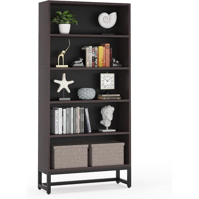 71-Inch Tall Bookcase, Heavy Duty Free-Standing Library Bookshelf with 5-Tier Shelves for Living Room