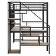preview thumbnail 32 of 34, Full Size Metal Loft Bed with Storage Staircase, Small Wardrobe, and Desk