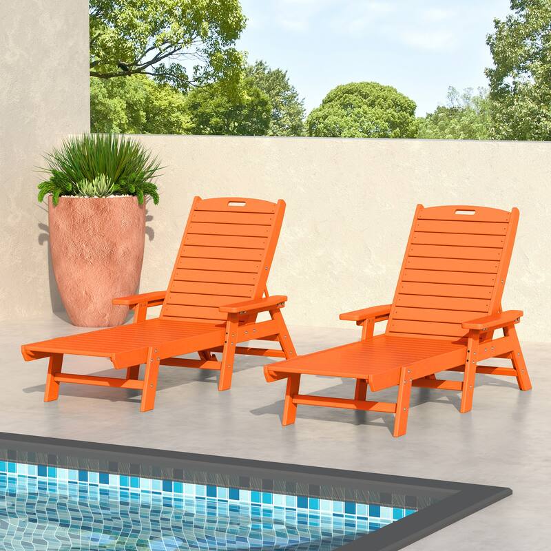 Laguna Hdpe All Weather Outdoor Patio Pool Reclining Chaise Lounge (Set Of 2)