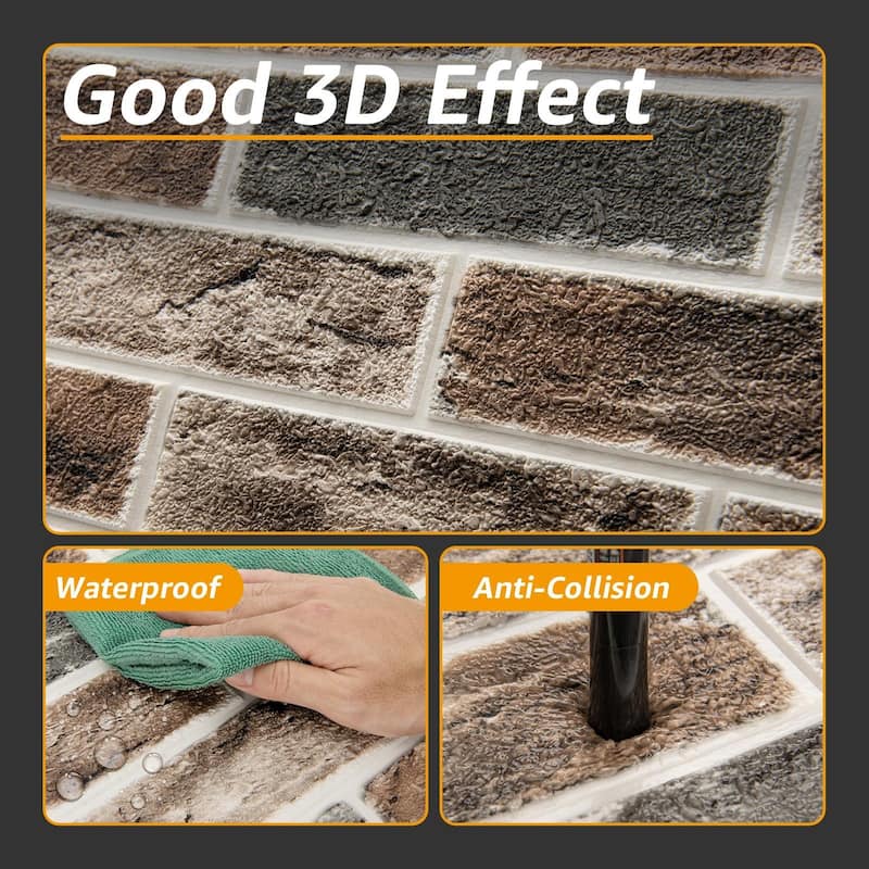 Art3d 20pcs 27.5"x27.5" Self-adhesive Foam Faux Brick Wall Tile Wall Sticker