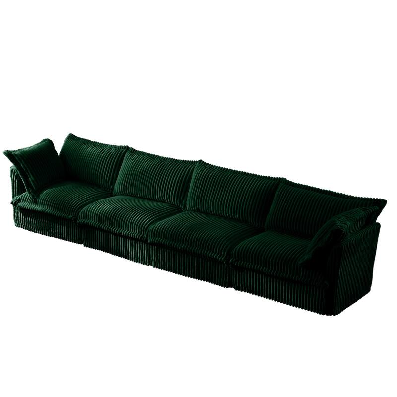 GDFStudio - Slipcovered 4-Seater 156.6" Corduroy Sofa with Removable Cover