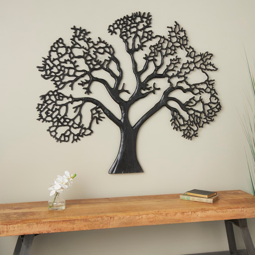 Black Aluminum Metal Large Textured Tree Home Wall Decor