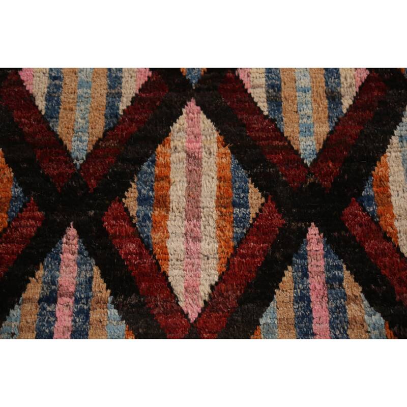 Trellis Moroccan Oriental Runner Rug Handmade Wool Carpet - 3'4" x 12'8"