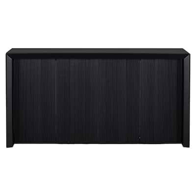 Acacia Wood Veneer Console Table for Entryway, 63 Inch Long Rectangular Entryway Table with Wavy Design