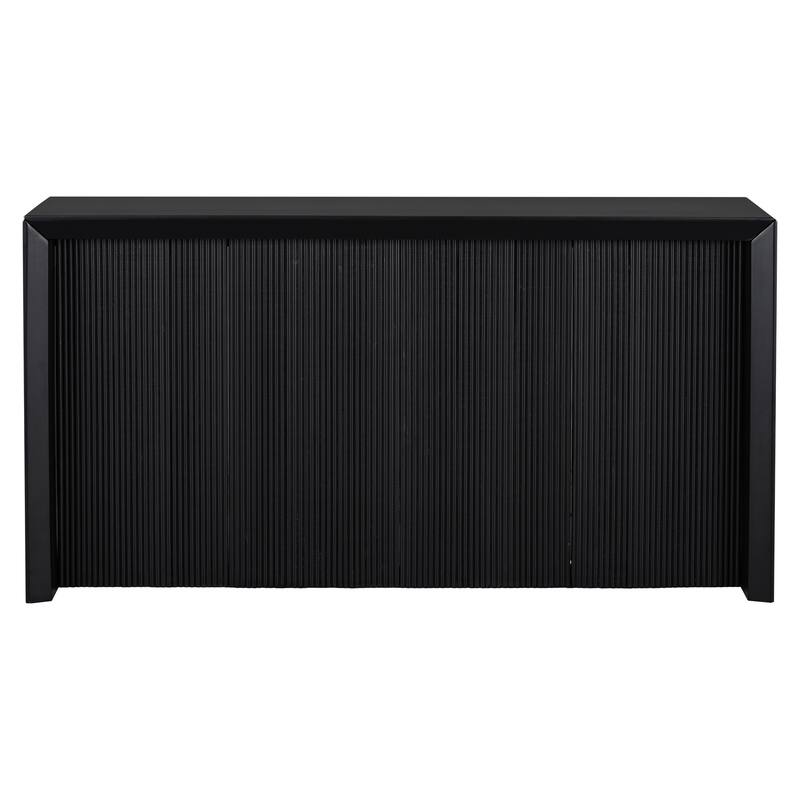 Acacia Wood Veneer Simple Entryway Table with Wavy Design