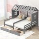 preview thumbnail 1 of 7, Grey Twin Size House Platform Beds with Two Drawers Grey