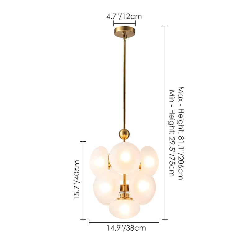 9-Light Modern Glam Gold Cluster Frosted Opal Glass Globe Chandelier For Dining Room - 14.96 in. W x 15.75 in. H x 14.96 in. D