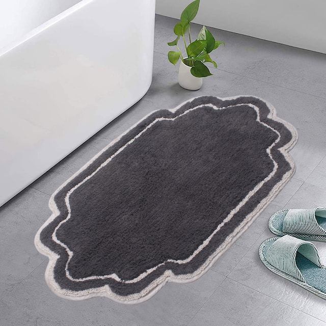 Home Weavers Allure Collection Absorbent Cotton, Machine Washable and Dry Bath Rugs - 21"x34" - Dark Grey