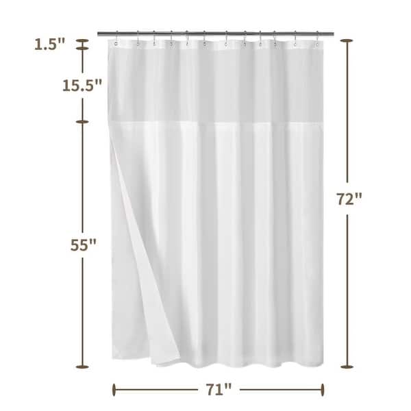 dimension image slide 1 of 5, Slub Linen Texture Shower Curtain with Snap-in Liner 12 Hooks Included