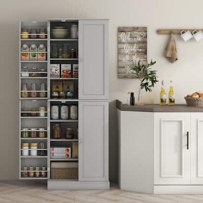 Kitchen Pantry Cabinet Storage Cabinet with Door Racks and Adjustable Shelves, Space-Saving Buffet Cabinet