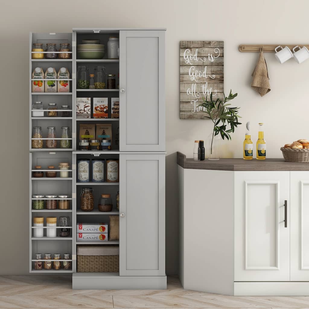 Kitchen Pantry Cabinet Storage Cabinet with Door Racks and Adjustable Shelves, Space-Saving Buffet Cabinet