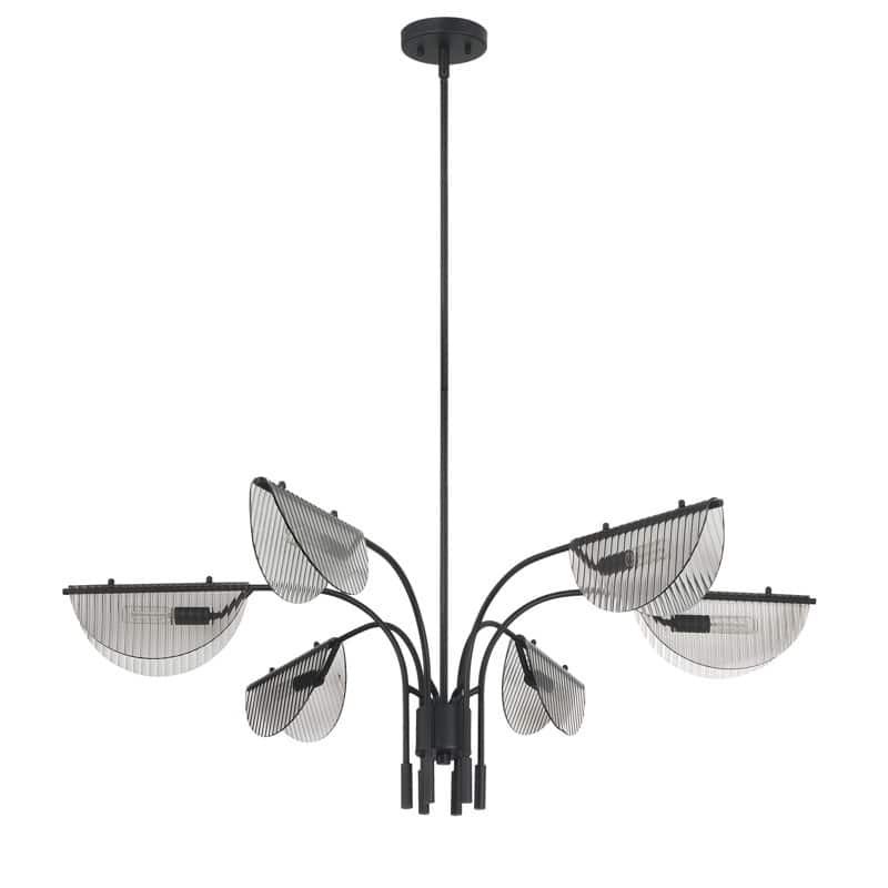 Acroma - 6 Light Black Steel & Glass Dimmable Linear Chandelier