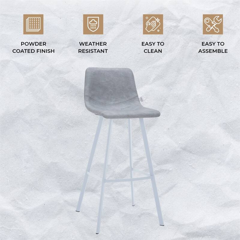 Leather 41" Counter Height Bar Stool with Stainless Steel Legs and Footrest