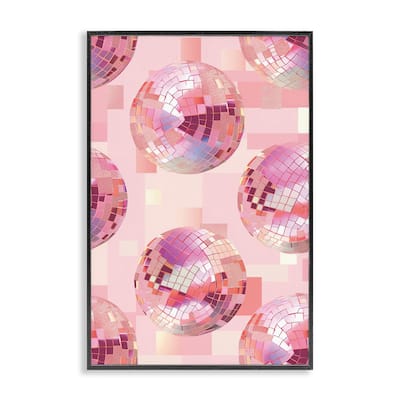 Stupell Feminine Pink Disco Balls Framed Giclee Art Design By LSR Design Studio
