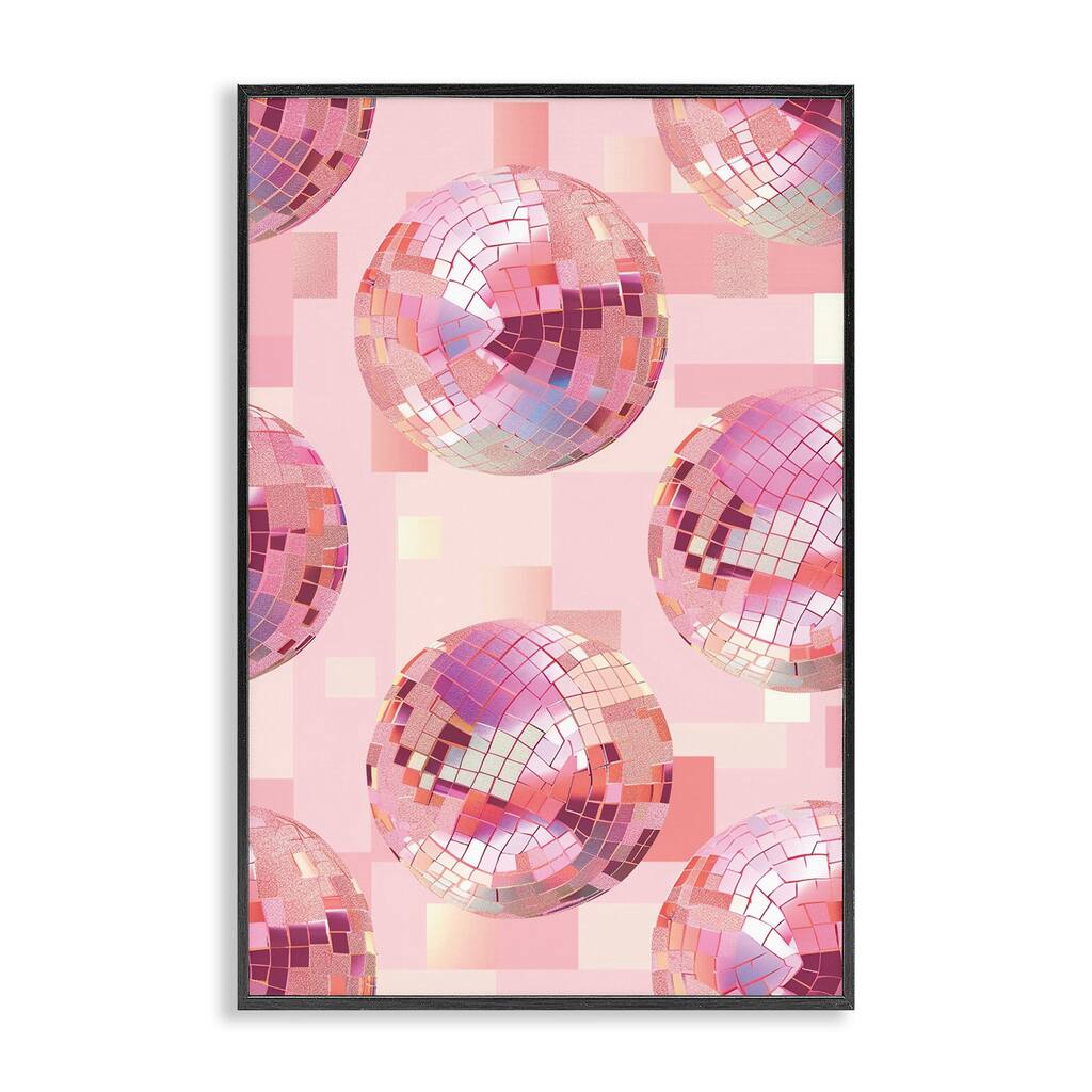 Stupell Feminine Pink Disco Balls Framed Giclee Art Design By LSR Design Studio