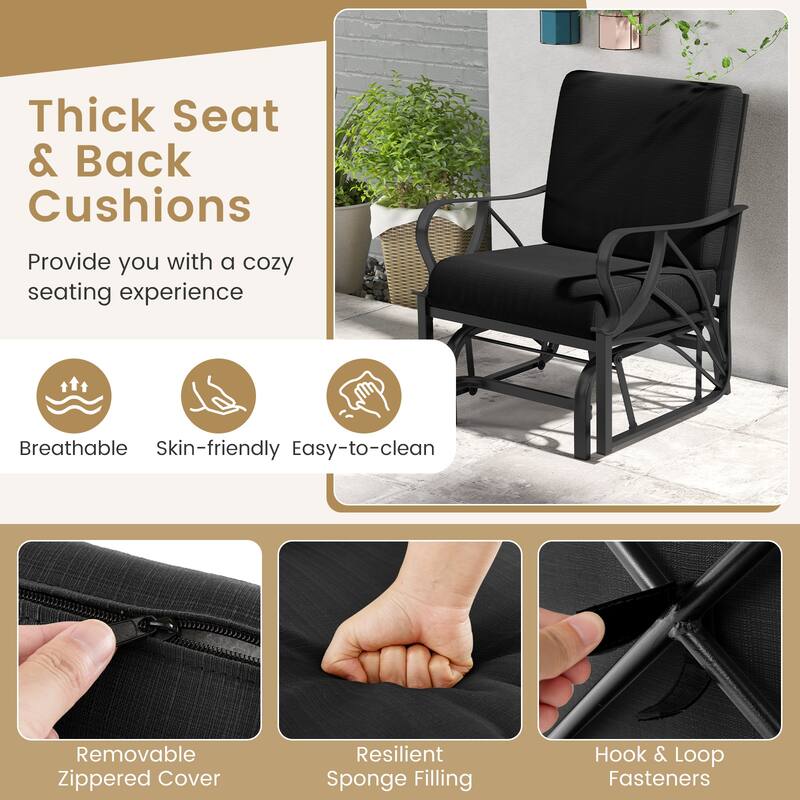 Gymax Patio Glider Chair Single Outdoor Rocking Chair w/ Seat & Back