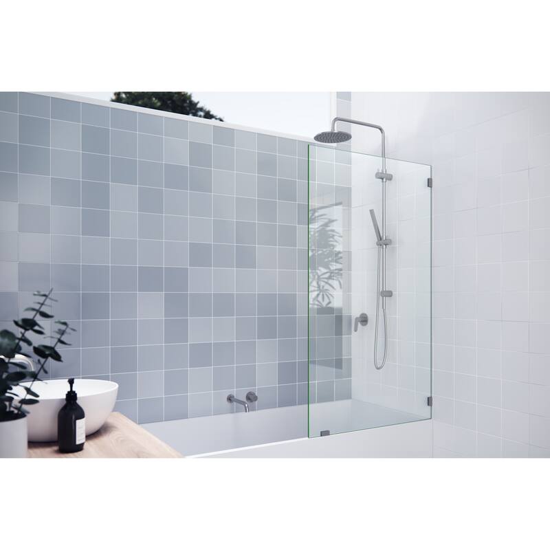 Glass Warehouse 58.25" x 33.5" Frameless Shower Bath Fixed Panel
