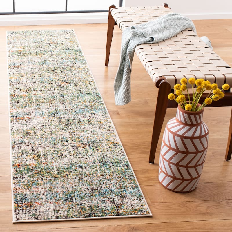 SAFAVIEH Madison Loane Modern Abstract Rug - 2' x 8' Runner - Green/Turquoise - Runner