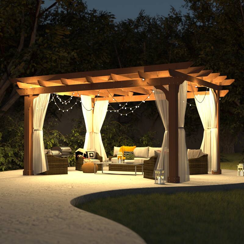 VEIKOUS Outdoor Cedar Wood Pergola Gazebo Kit with Flat Roof Trellis for Patio, Deck, Garden and Backyard