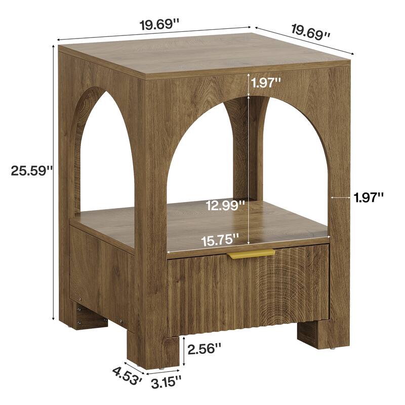 Industrial Nightstand Bedside Table with Drawer for Bedroom