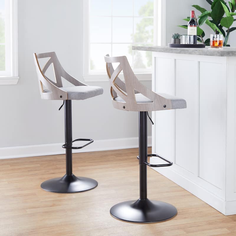 The Gray Barn Charlotte Adjustable Bar Stool with Rounded Rectangular Footrest (Set of 2)