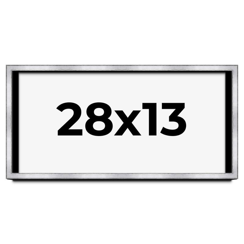 28x13 Shadow Box Frame Silver | 1.375 Inches Deep Real Wood