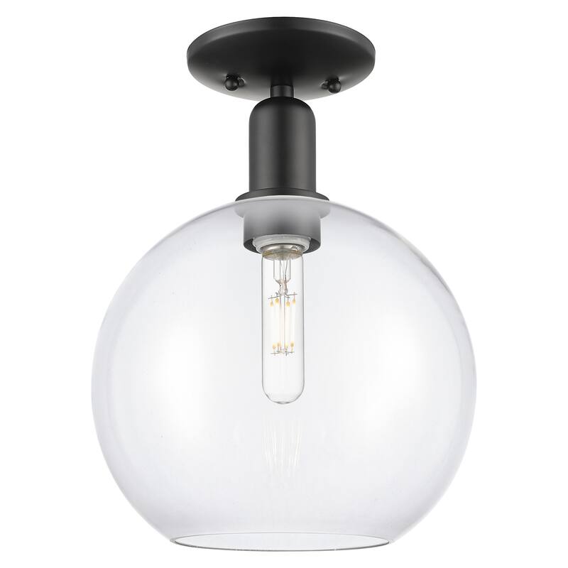 Innovations Lighting 716-1C-14-10 Athens Semi-Flush Athens 10" Wide - Matte Black / Clear